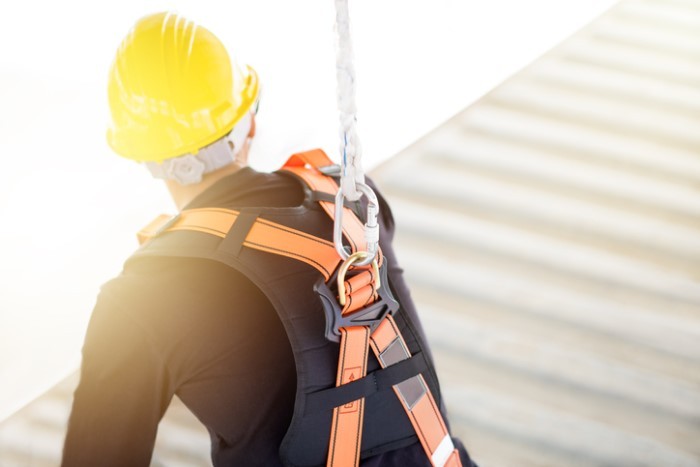 fall protection system on a man